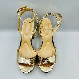 Jessica Simpson Jetteo Gold Platform Heel Metallic Snake Womens Size 7.5M